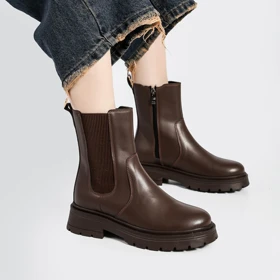 بوت و نیم بوت زنانه و دخترانه مدل بغل کش بغل زیپ رنگ قهوه ای کد M784