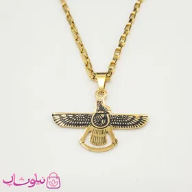 گردنبند پسرانه طرح فروهر طلایی