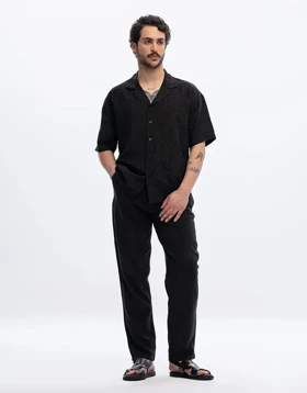 آستین کوتاه ژاکارد یقه انگلیسی