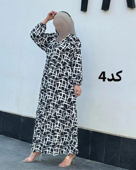 ساحلی فلور سفید مشکی یقه بند دار 6088