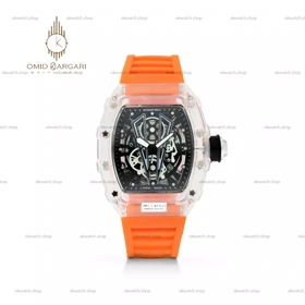 ساعت مچی ریچارد میل صفحه اسکلتون بند رابر نارنجی Richard Mille