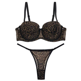 ست شورت و سوتین زنانه شارمین مدل جکدار فنردار پلنگی کد 5458-1066