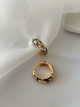 گوشواره میناکاری طوسی ysx