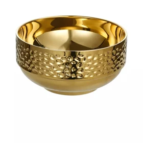 کاسه دو جداره سه عددی استیل چکشی طلایی