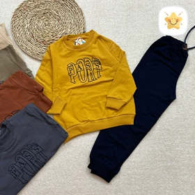 بلوز شلوار پسرانه جنس دورس با کیفیت مدل PASS مناسب 4 تا 8 سال