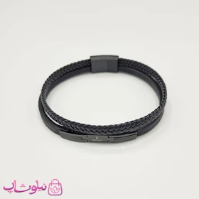 دستبند مردانه چرمی رولکس فول مشکی کیفیت مستر کد 1150