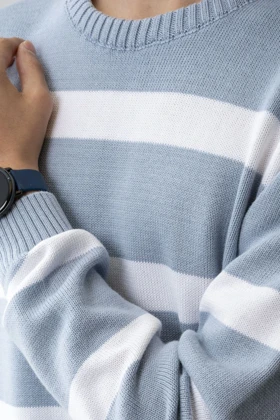 بافت آستین بلند راه راه مردانه