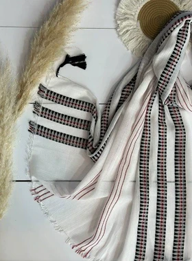 0073_شال لینن هندسی