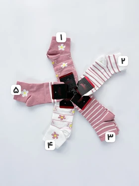 جوراب مچی نخ پنبه طرح گل