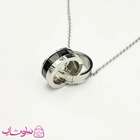 گردنبند پسرانه طرح دو حلقه بلک سیلور