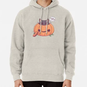 هودی هالوین طرح هودی هالوین طرح Pumpkin Kitty - Original Gray