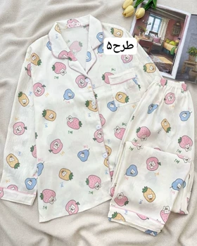 ست راحتی آستین بلند جلو دکمه کد 5222