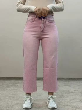 شلوار واید جین صورتی آمسو