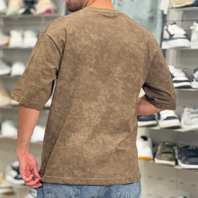 تیشرت مردانه مدل سنگشور ساده برچلو رنگ قهوه ای کد 847472