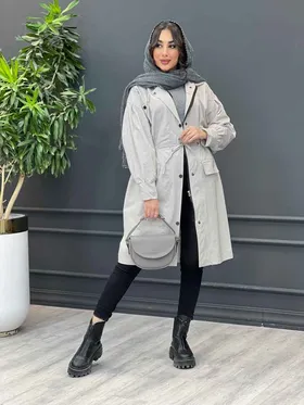 بارانی کلاه دار آستین چین