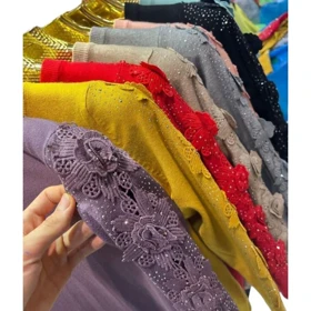 بلوز بافت مجلسی زنانه گپ ترک گل برجسته