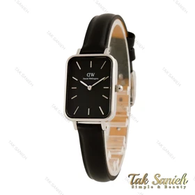 ساعت دنیل ولینگتون زنانه مستطیلی بند چرم سیلور مشکی DW-5632-L