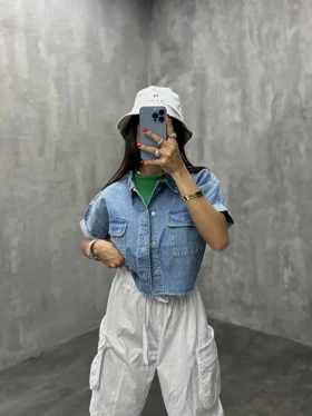 کت جین آستین پاکتی