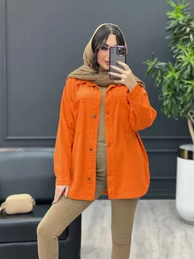 مانتو جین رنگی دو جیب