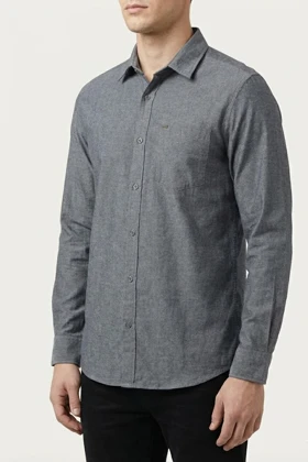 پیراهن مردانه ذغالی آستین بلند نخ پنبه 515