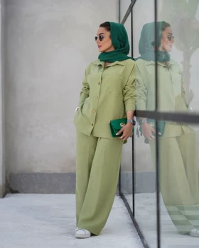 ست شومیز شلوار دگمه نارگیلی کد 805