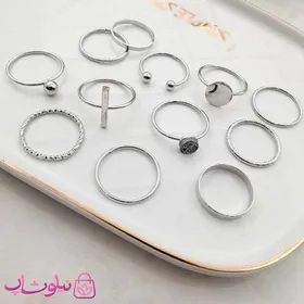 پک انگشتر زنانه نقره ای 12 عددی