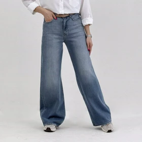 شلوار جین بگی طوسی آبی