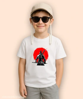 تیشرت بچگانه مدل One-armed Wolf red sun 2