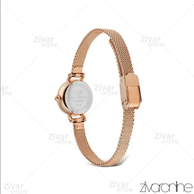 ساعت دنیل ولینگتون زنانه گرد مینی رزگلد بند حصیری صفحه سبز 106649