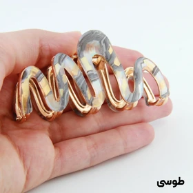 کلیپس دخترانه فلزی مدل موج آبرنگی (طوسی)