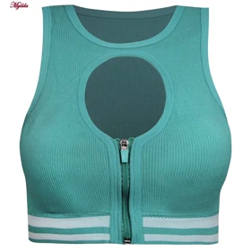 ست نیمتنه و شلوارک ورزشی زنانه مدل زیپدار پشت چیندار رنگ سبزآبی ماییلدا کد 5243-8319