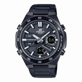 ساعت مچی مردانه کاسیو ادیفایس (Casio Edifice) مدل EFV-C110DC-1ADF (آنالوگ-دیجیتال, تمام مشکی, باتری 10 ساله)