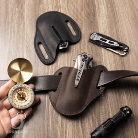 غلاف کمربندی چرمی چاقو (قهوه ای روشن)