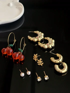 پک گوشواره گیلاس نقره ای