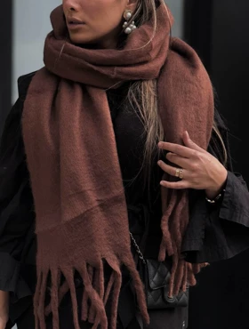بیگ اسکارف پشمی قهوه ای کد 400