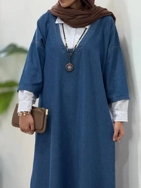 پیراهن مانتویی جین پاییزه پرستو