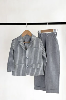 ست کت و شلوار رسمی طوسی