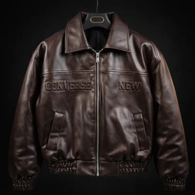 جکت چرم باکسی پایین کش قهوه ای سوخته چاپ داغی خور خفن اولد مانی 2026 کد 51