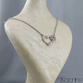 پلاک و زنجیر زنانه استیل مدل قلب نقره ای 50074