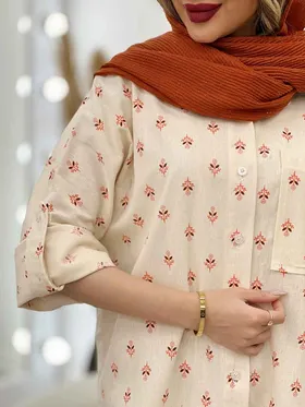 شومیز نچرال طرح گل