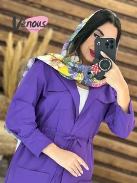 مانتو یقه انگلیسی کمرگت