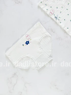 شورت اسلیپ نخ پنبه عروسکی طرحدار سفید آبی