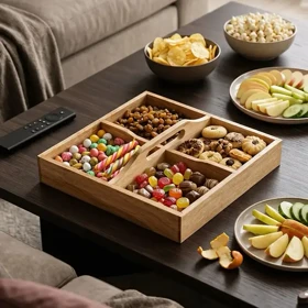 سینی مزه خوری چهارخانه چوبی