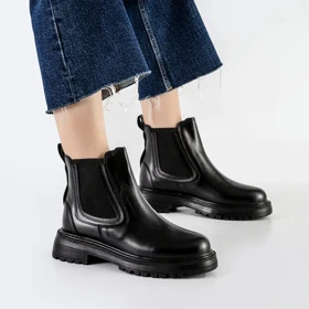 بوت و نیم بوت زنانه و دخترانه مدل دو بر کش رنگ مشکی کد M620