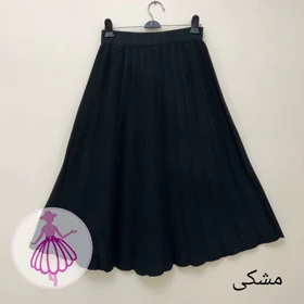 دامن بافت خارجی نیم کلوش در رنگبندی متنوع(کد1424) (مشکی)