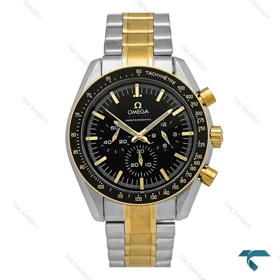 ساعت مردانه امگا اسپیدمستر دورنگ طلایی صفحه مشکی Omega-7479-G