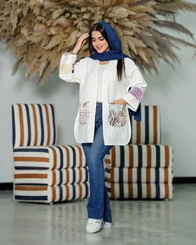 کت دخترانه مدل ژاکارد نوار اوریب کوک دوزی