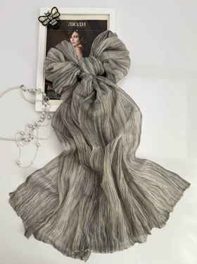 شال ویسکوز خطی ساده 20680 (طوسی)