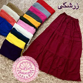 دامن نخی طبقه‌ای بلند در رنگبندی متنوع(کد1047) (زرشکی)