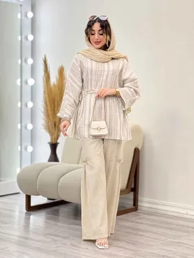 ست مانتو و شلوار جلو بسته لمه دار